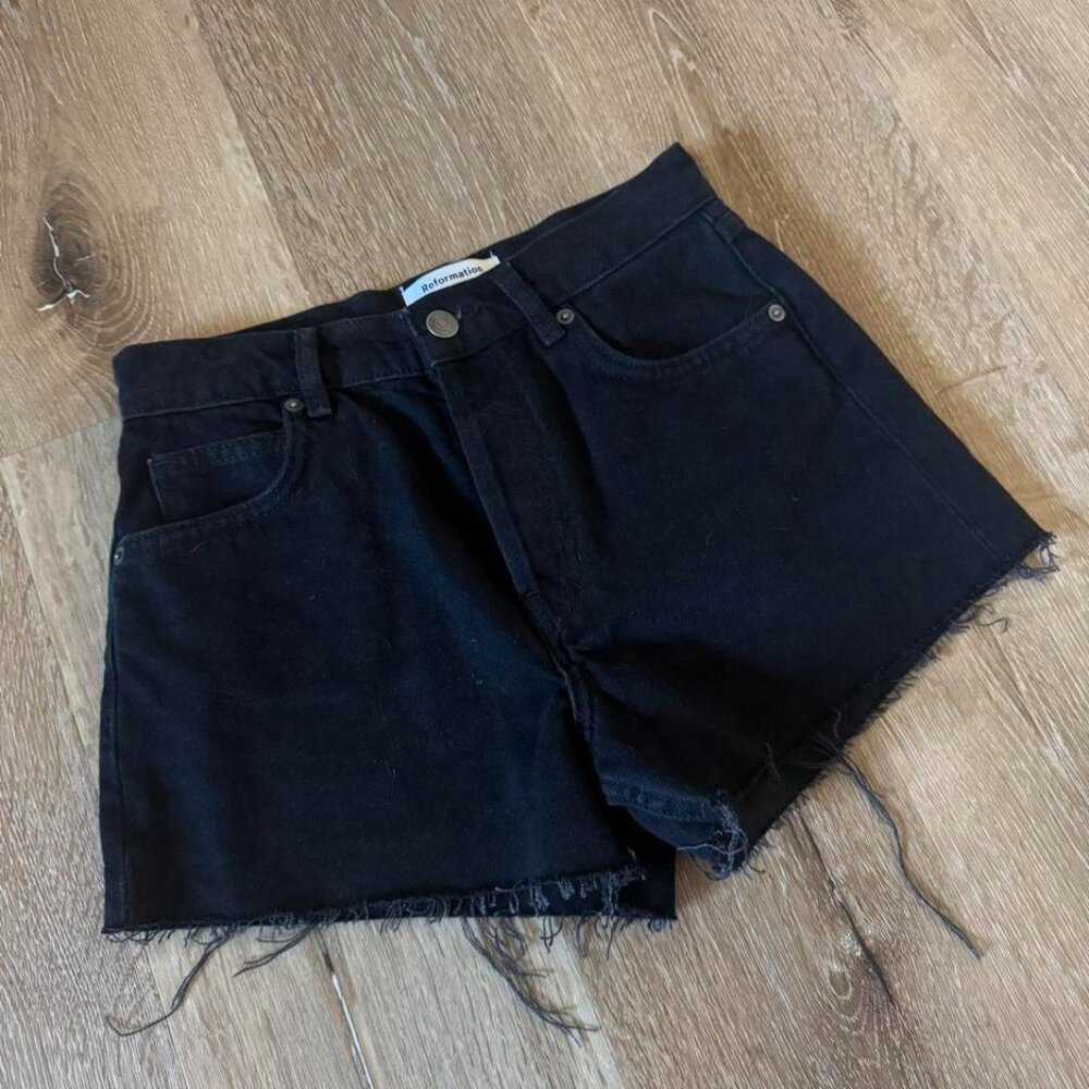 Reformation Charlie High Rise Black‎ Jean Shorts Size 25